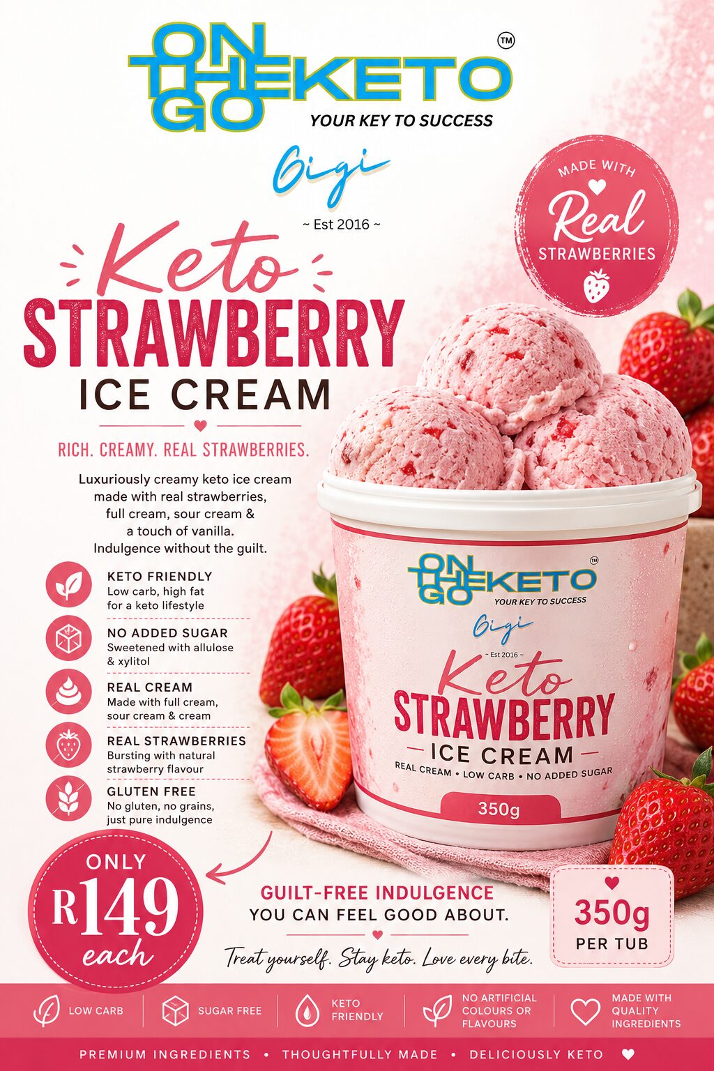 💝Keto Strawberry Ice Cream💝