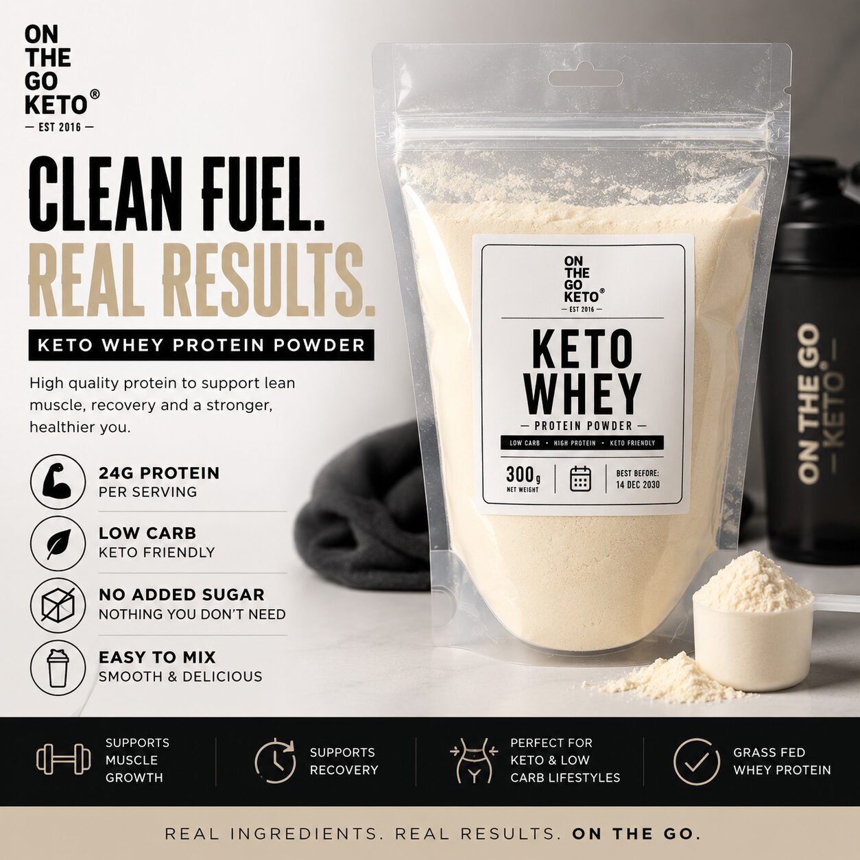 Keto Whey Protein Powder - 300g
