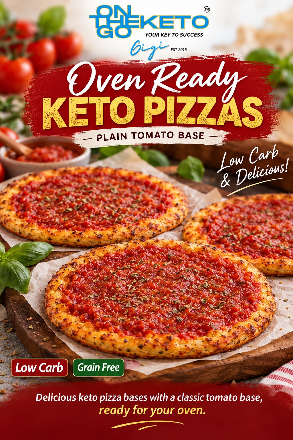 Oven ready Keto Pizza Bases